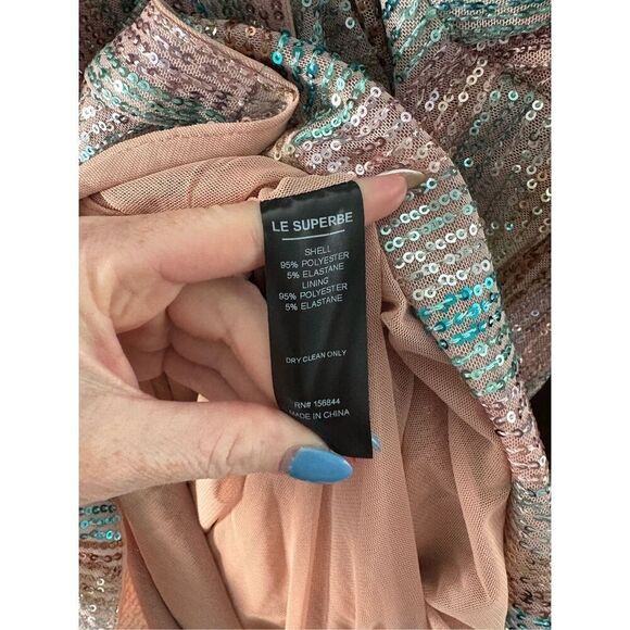 NWT Le Superb Mini Miko Dress Aqua Rainbow Sequin Size 0 $495 MSRP - Picture 10 of 14